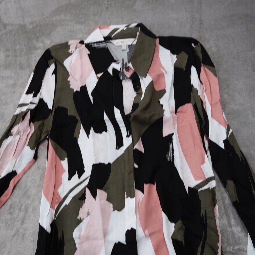 Apricot Dress Womens 14 Black Tunic Button Down Collared Multicolored Retro - Picture 2 of 14